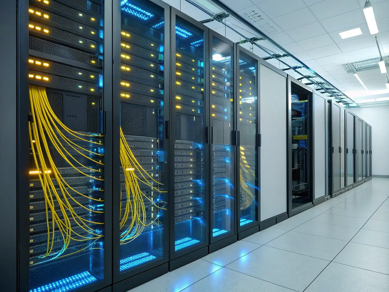 An image depicting data flowing rapidly through a network, symbolizing the high-speed performance of SEAGATE EXOS drives in data-intensive applications.