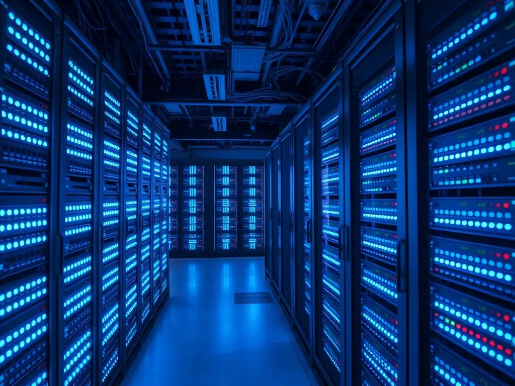 An image depicting a server room filled with racks of hard drives, highlighting the density and scale of enterprise data storage, with a focus on the SEAGATE EXOS drives.